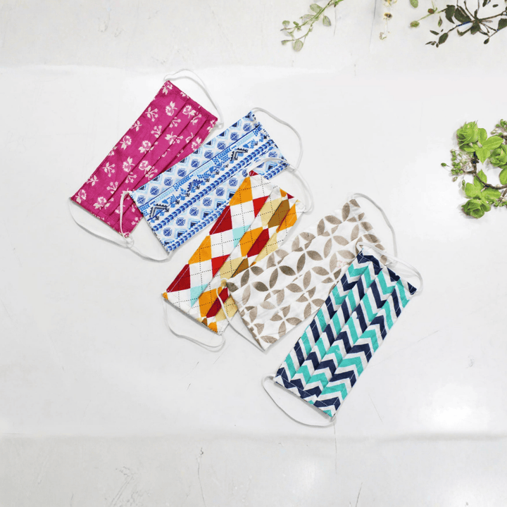 Set of colorful patterned face masks  