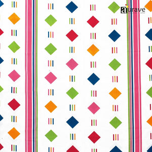 Geometric diamond print cotton bedsheet 60x90 inches with multicolor stripes and modern pattern