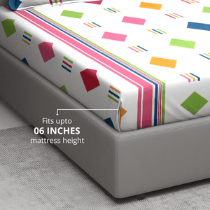 Digital Print Single Fitted Bedsheet for Kids with Pillow Covers - Pink