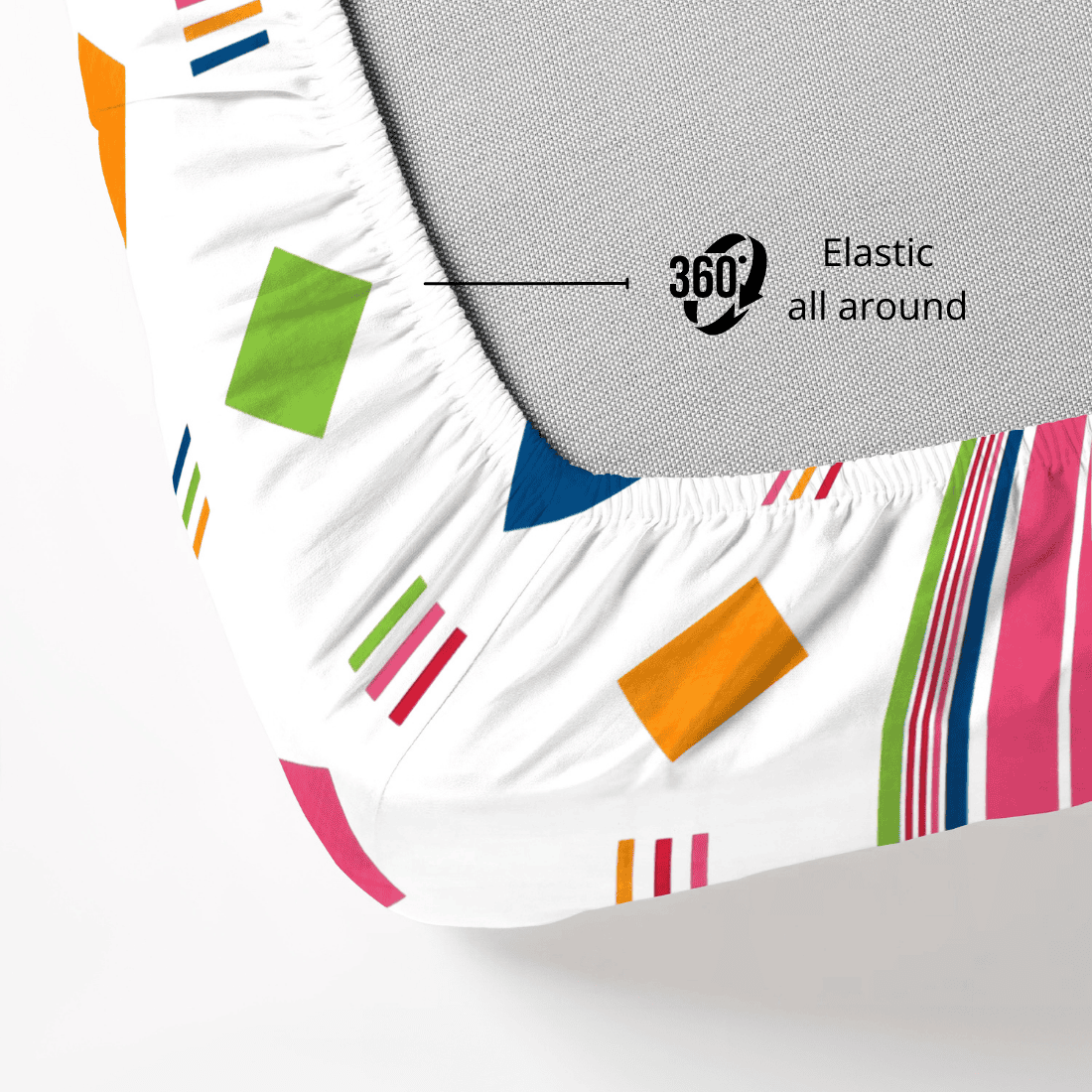 Digital Print Single Fitted Bedsheet for Kids with Pillow Covers - Pink