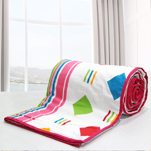 Soft Pos Geometrical Design AC Cotton Dohar in Pink At Best Prices 