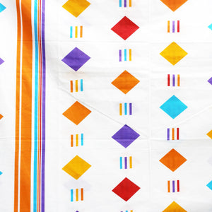 Close up View Printed Orange Stripes Geometrical Squares Cotton Duvet Cover  Design 