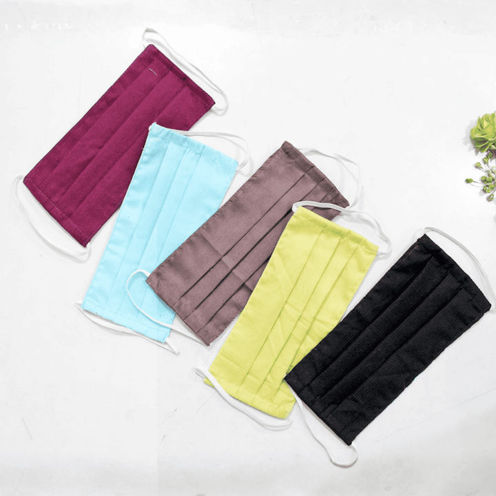 Five colorful face masks 