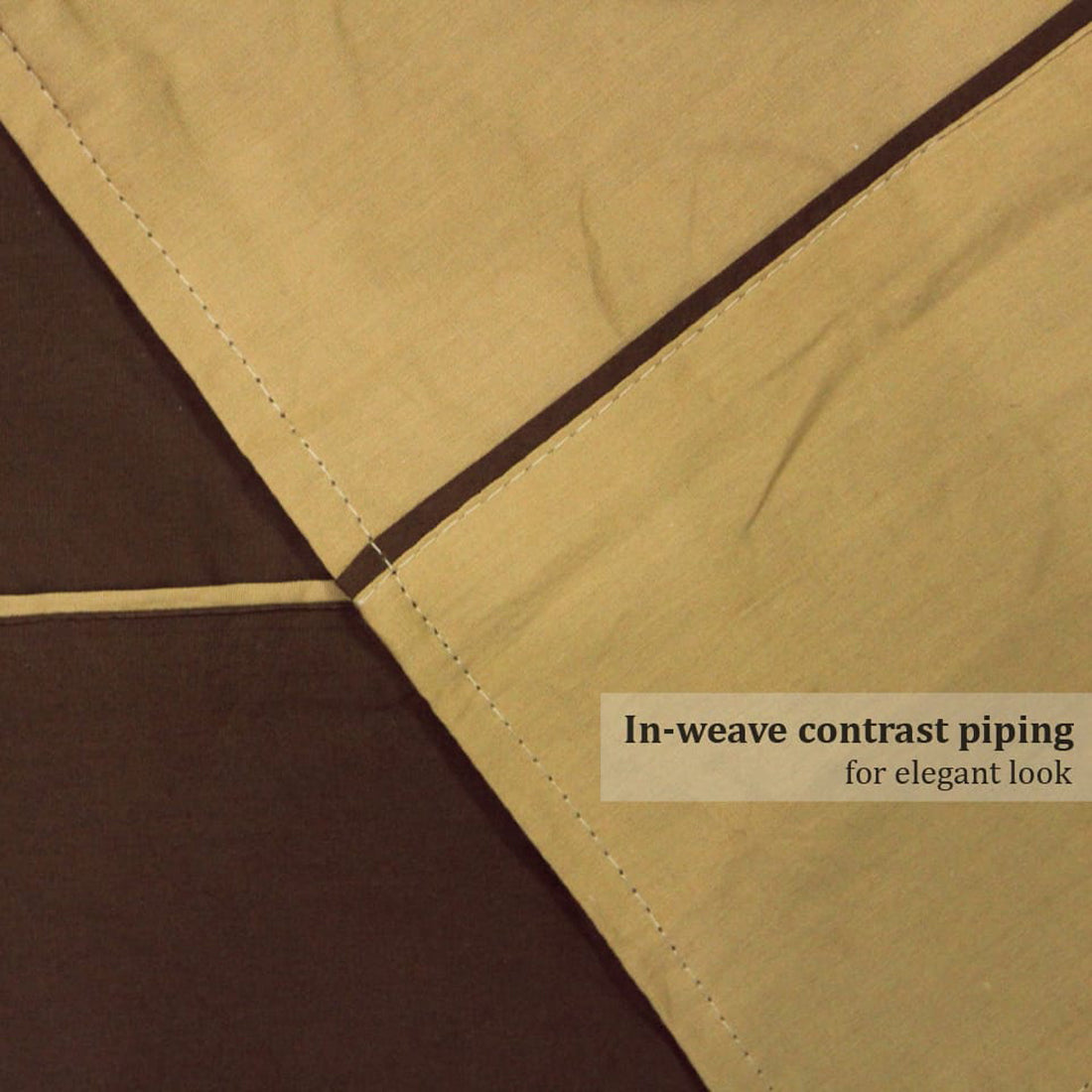 Close-up of Plain 210 TC Mercerised Cotton Duvet Cover - Coffee Brown & Camel Brown