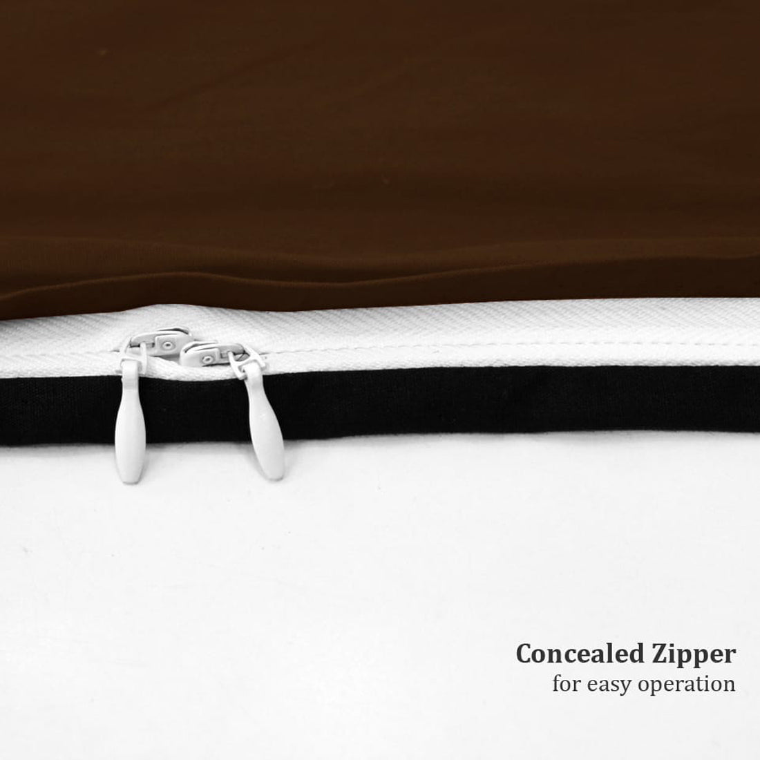 Plain 210 TC Mercerised Cotton Duvet Cover - Coffee Brown & Camel Brown