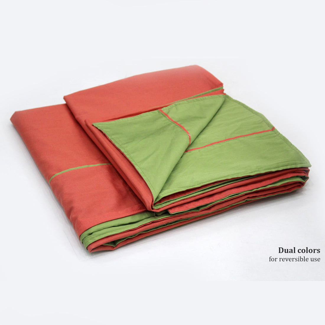 Plain 210 TC Mercerised Cotton Duvet Cover - Peach & Green