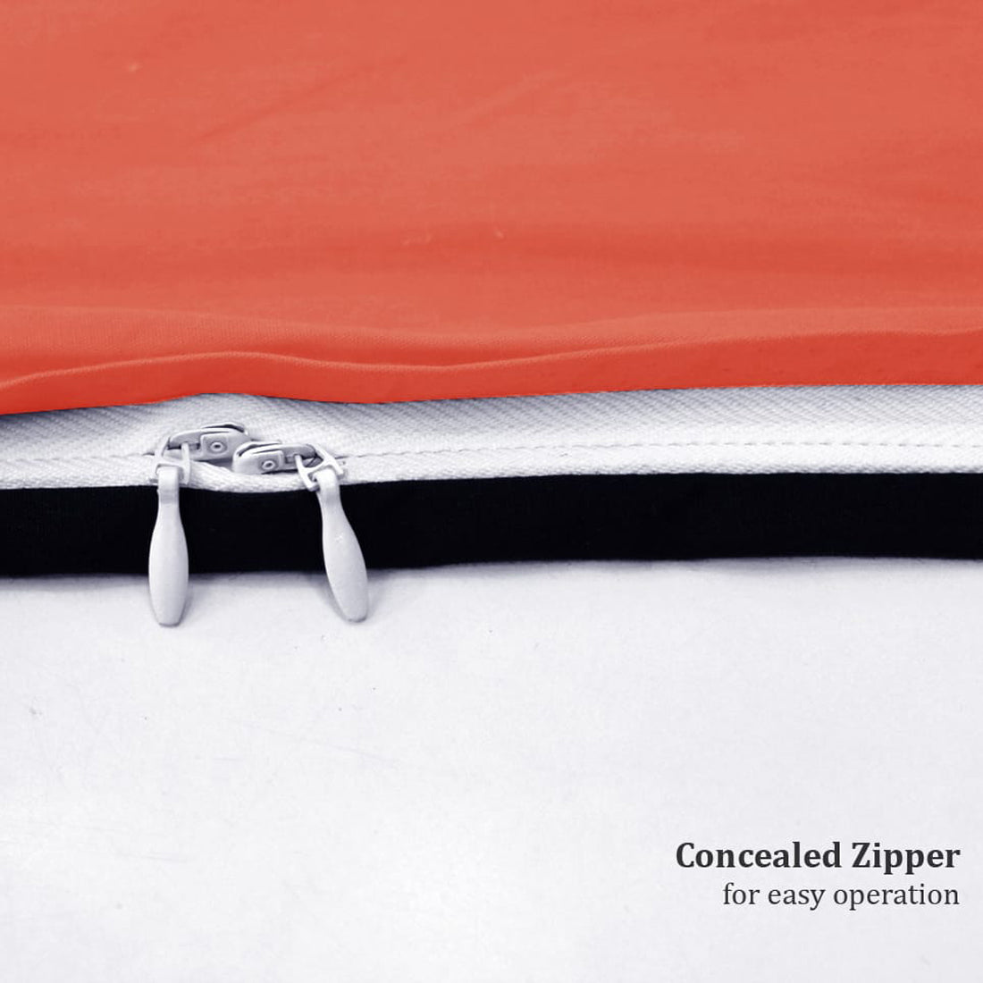 Close-up of a concealed zipper 