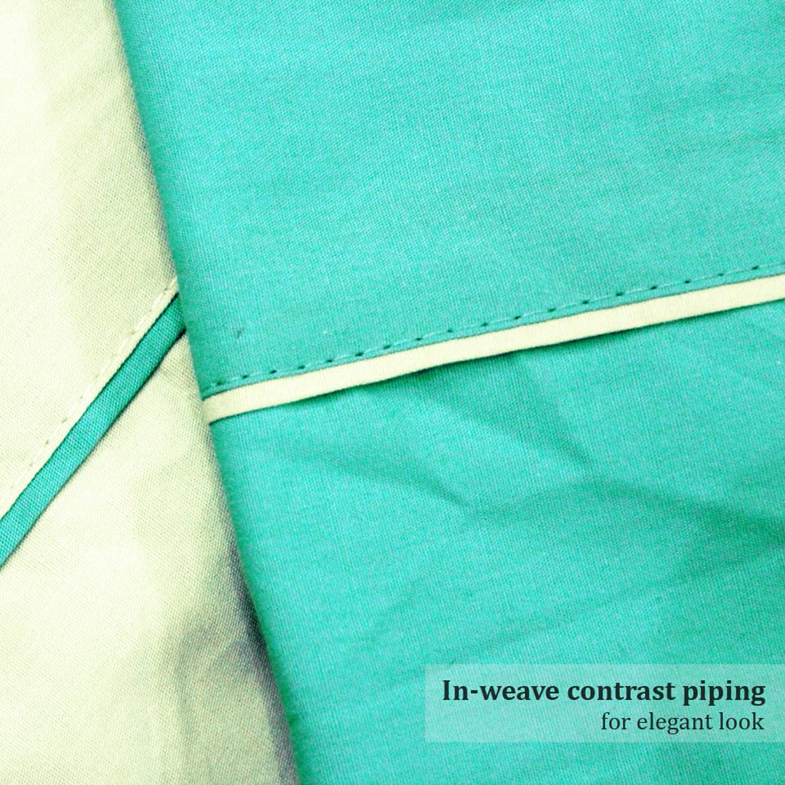 Close-up of Plain 210 TC Mercerised Cotton Duvet Cover - Pista & Aqua
