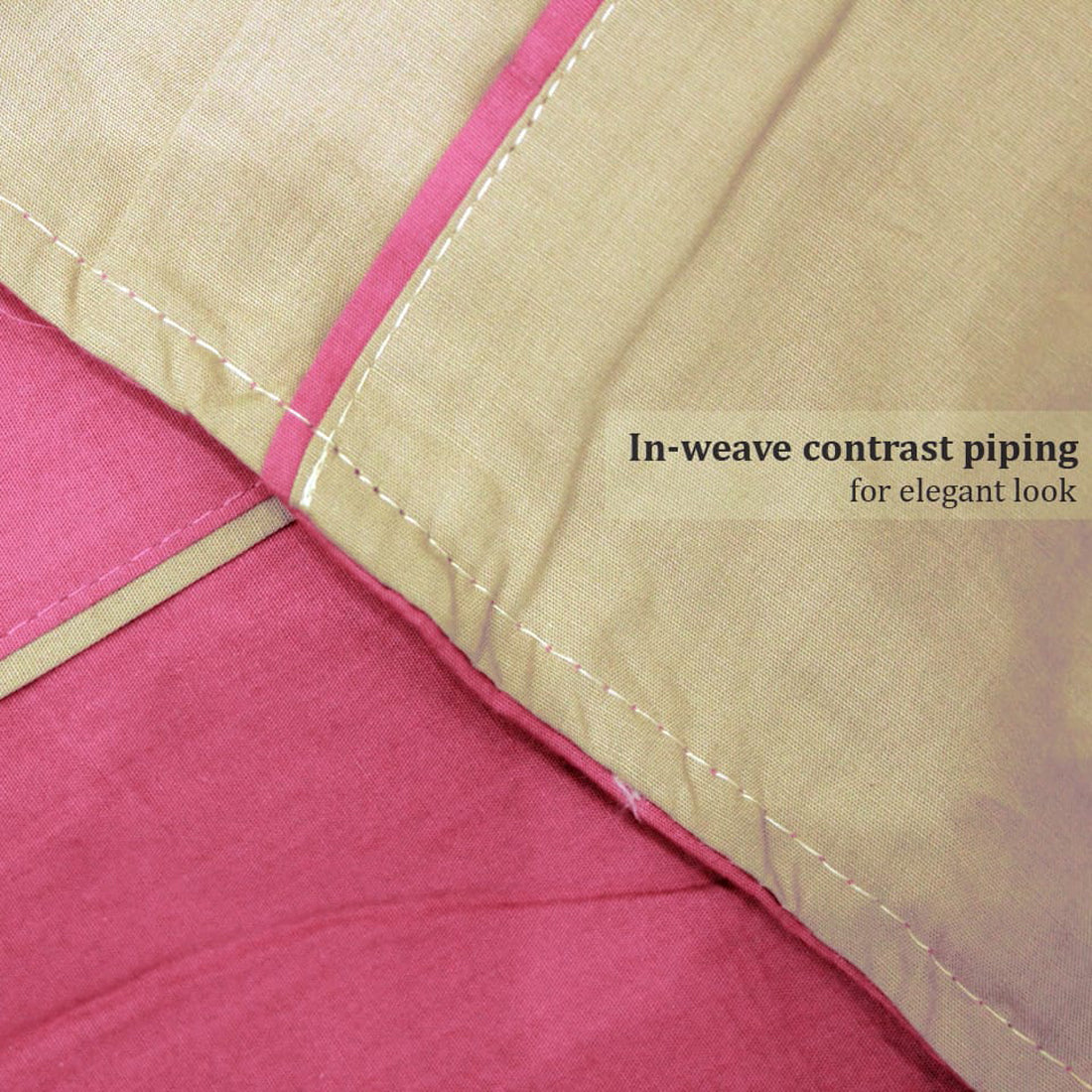 Close-up of Plain 210 TC Mercerised Cotton Duvet Cover - Magenta & Khaki