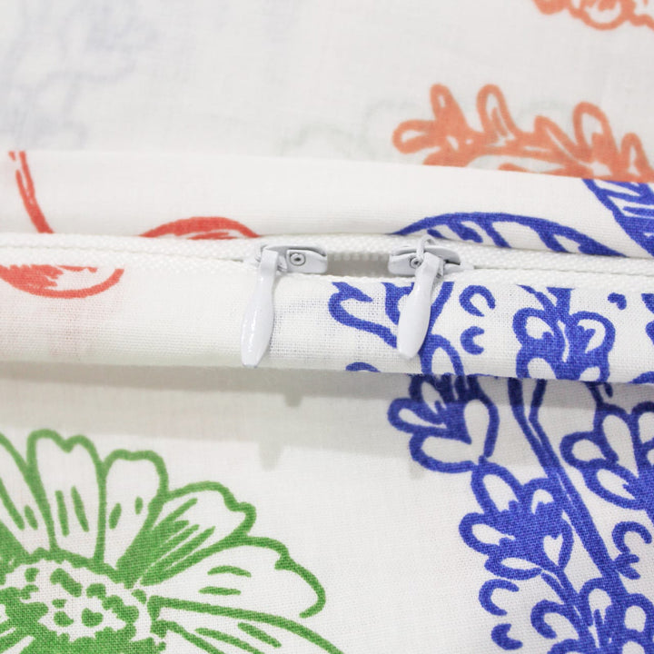 Close-up of Printed Floral Cotton 250 TC Duvet Cover - Rust