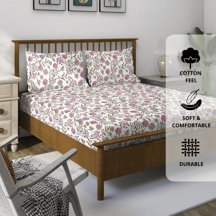 Aurave floral bedsheet set with pillow covers