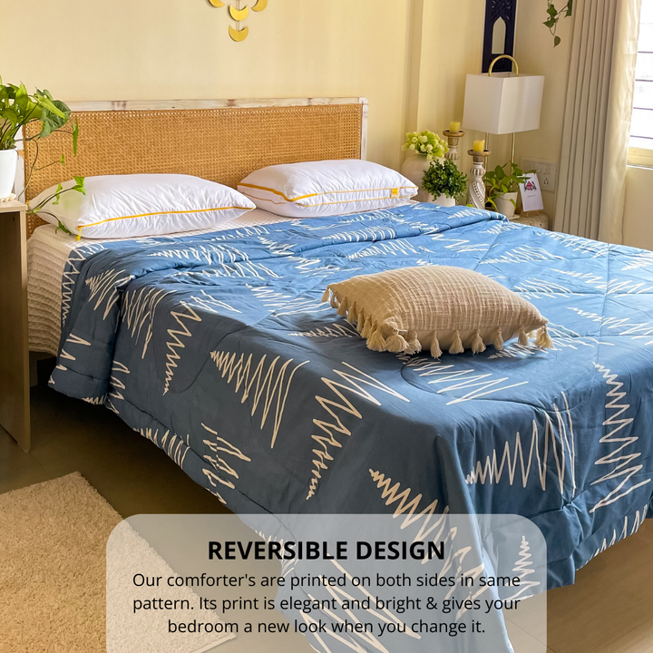 Microfiber 150 GSM All Season Comforter/Quilt - Blue 