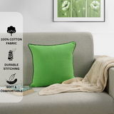 Woven Cotton Corded Stripe 1 Pc Cushion Cover - Flouroscent Green