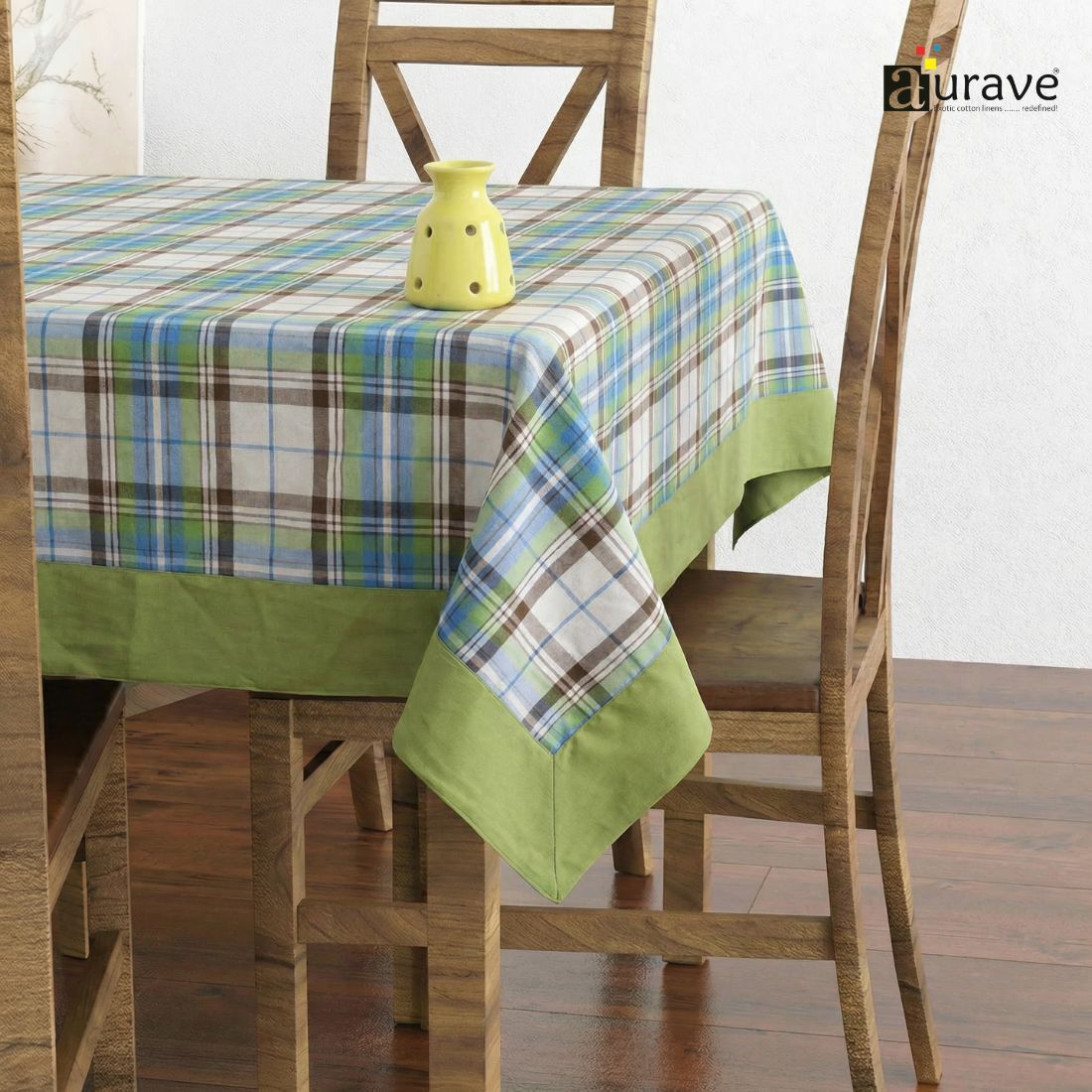 ALPHA Woven Cotton Check 1 Pc Table Cover - Green