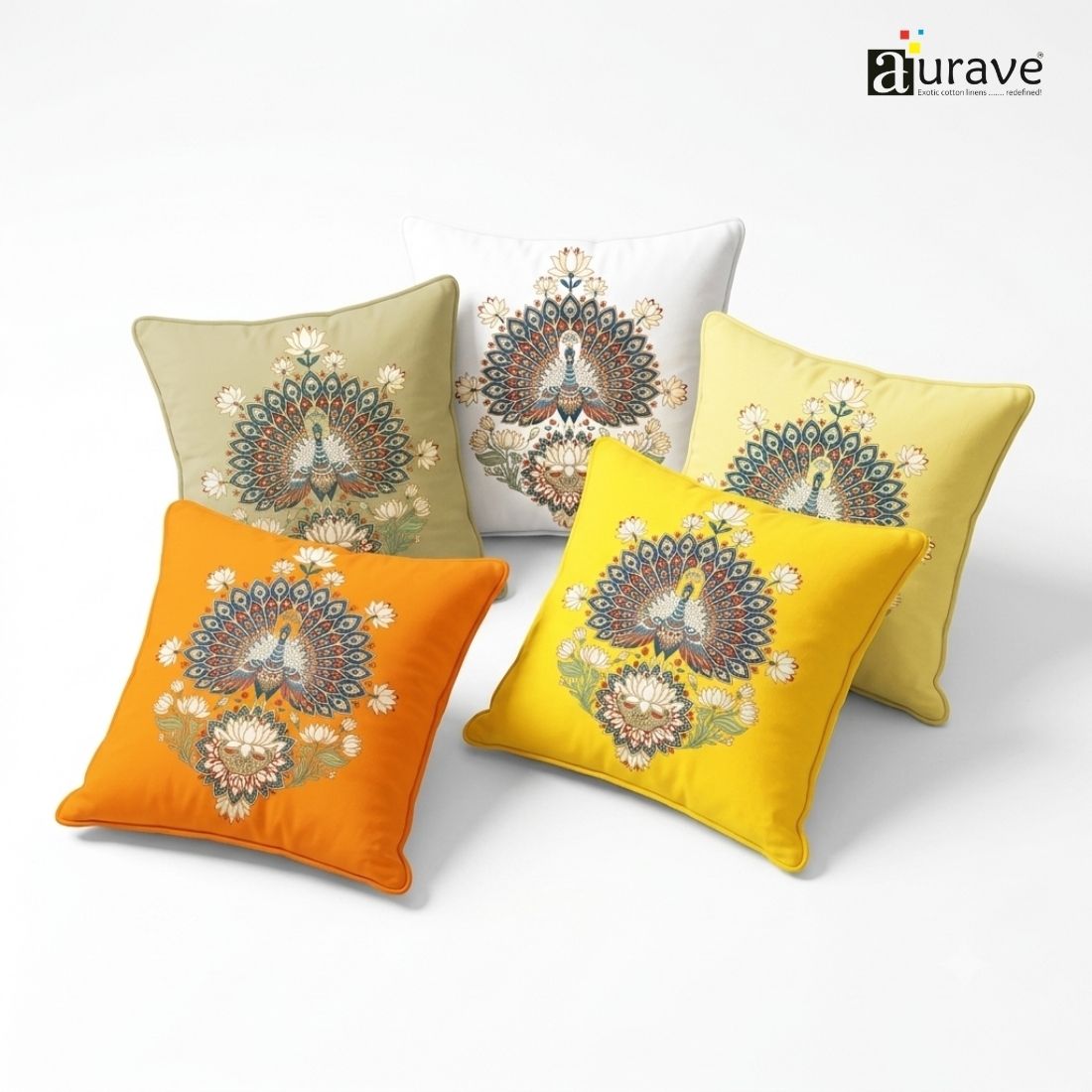 Zari Majesty Peacock DTF Cushion Cover