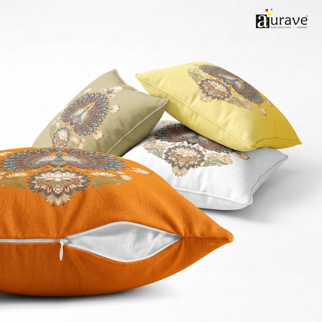 Zari Majesty Peacock DTF Cushion Cover