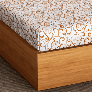 Soft Floral Print 144 TC Cotton Fitted Bedsheet In Mustard At Best Prices