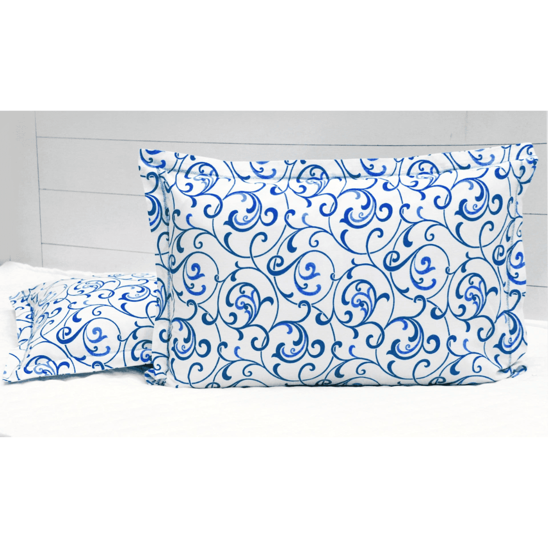 Soft Floral Print 144 TC Cotton Fitted Bedsheet In Blue At Best Prices