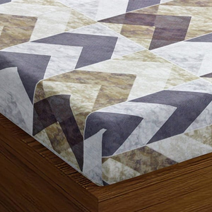 Soft Cotton Geometrical Print 144 TC Fitted Bedsheet In Brown At Best Prices