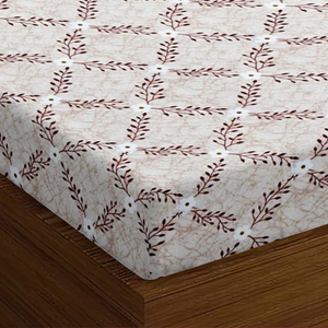 Soft 144 TC Coffee Printed Cotton Floral Bedsheet Online In India