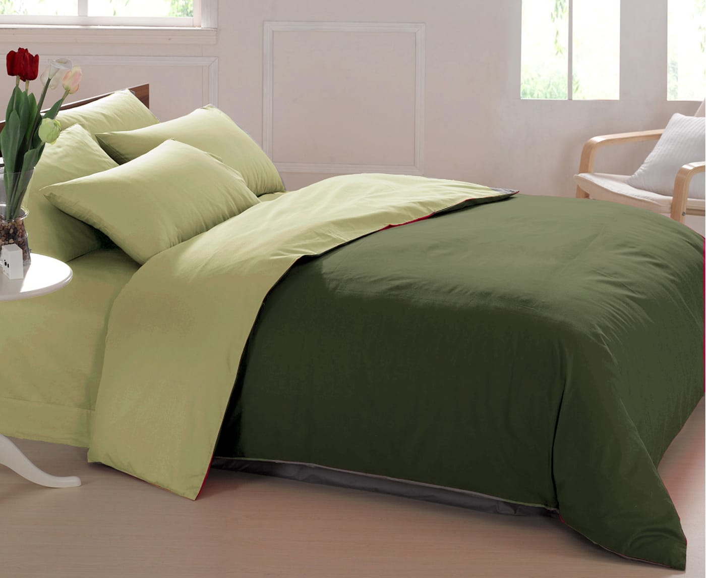 Cotton Satin 400 TC Luxurious Dohar, Olive Green/Pista