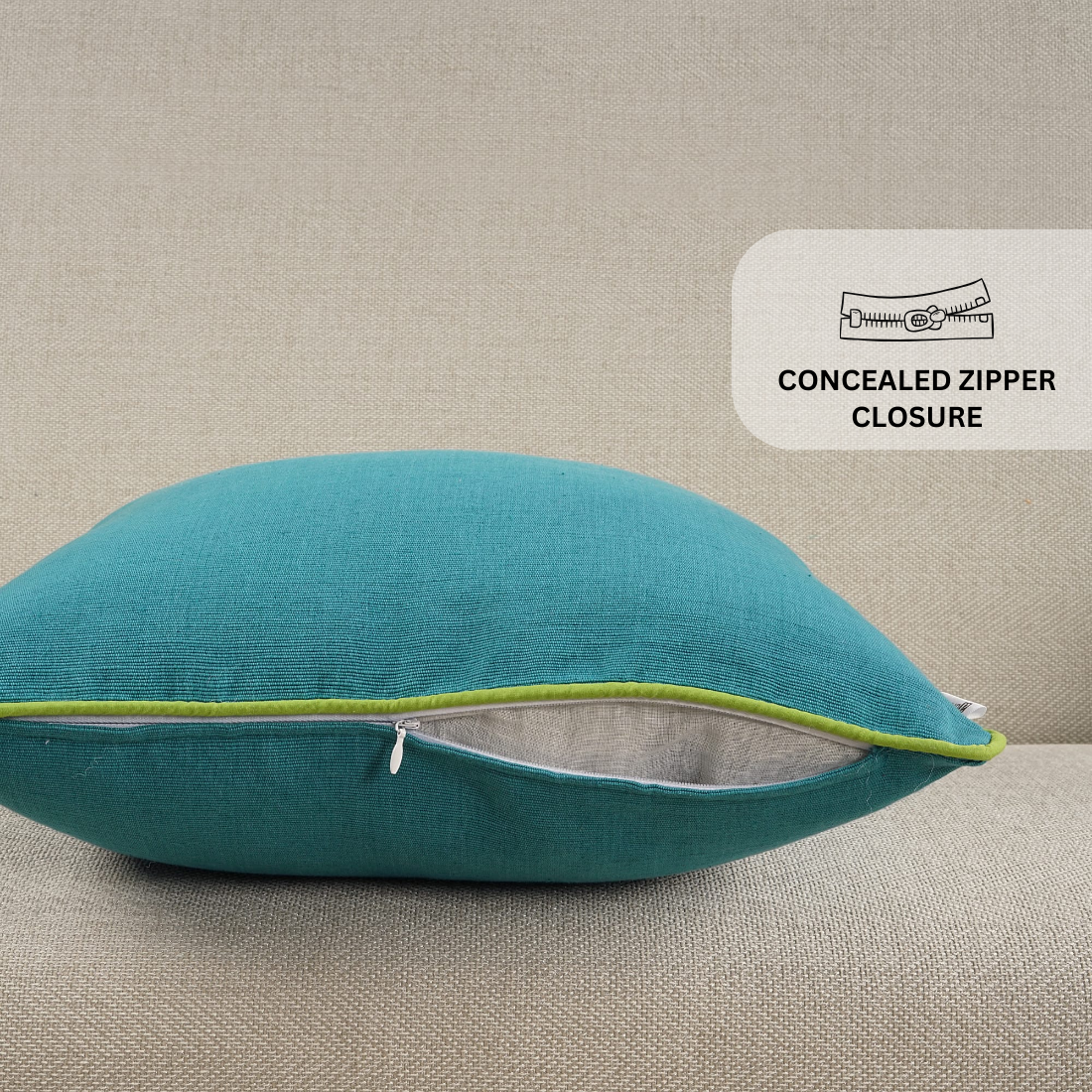 Woven Cotton Corded Stripe 1 Pc Cushion Cover - Peacock