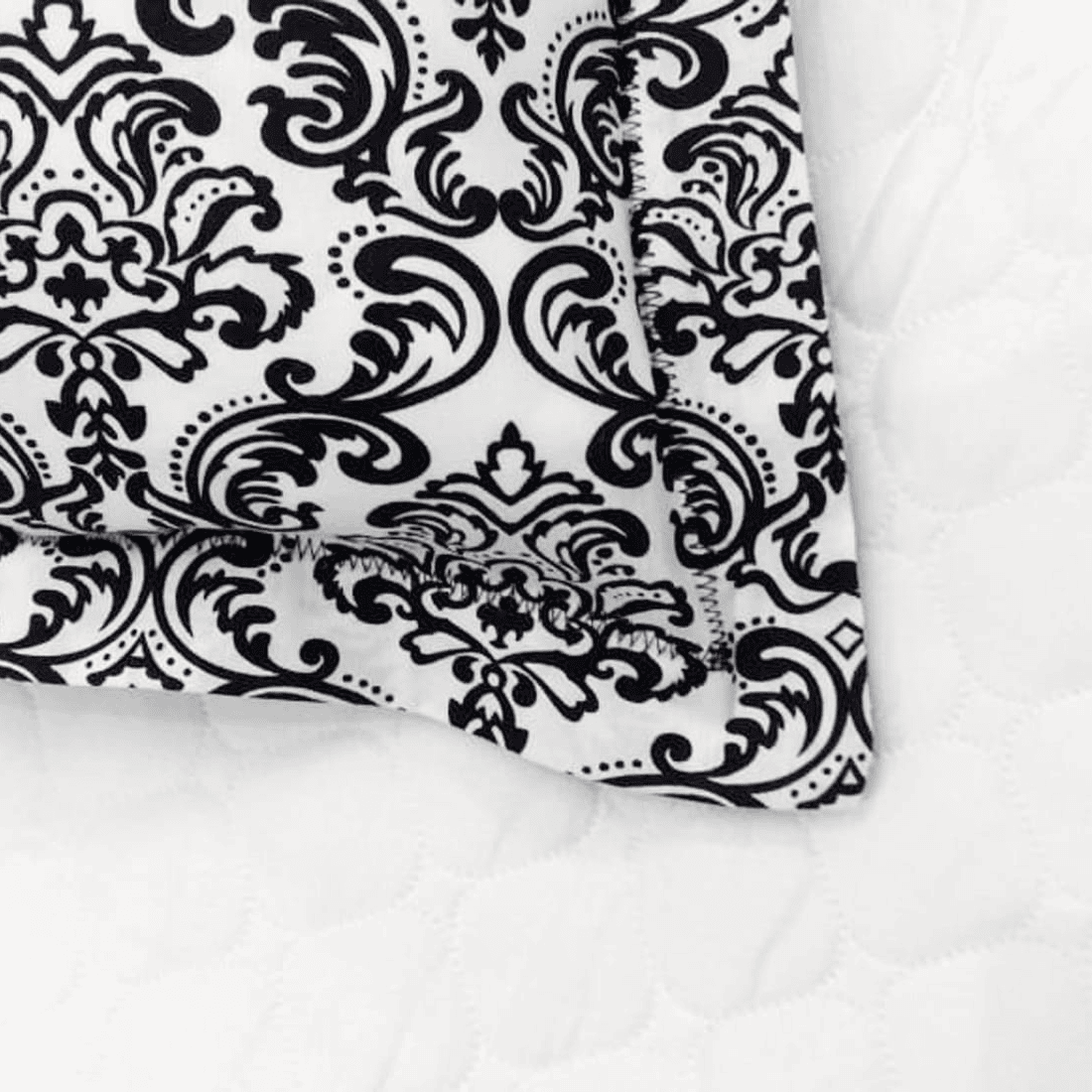 Soft Cotton Damask Print 144 TC Fitted Bedsheet In Black At Best Prices