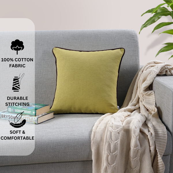 Woven Cotton Corded Stripe 1 Pc Cushion Cover - Olive Green