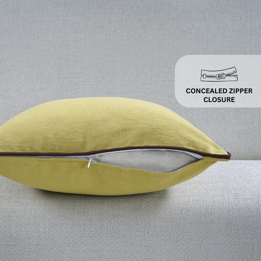 Woven Cotton Corded Stripe 1 Pc Cushion Cover - Olive Green