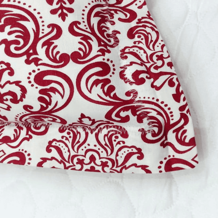 Soft Cotton Damask Print 144 TC Fitted Bedsheet In Maroon At Best Prices