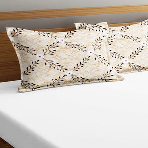 Soft Floral Print 144 TC Cotton Fitted Bedsheet In Yellow At Best Prices