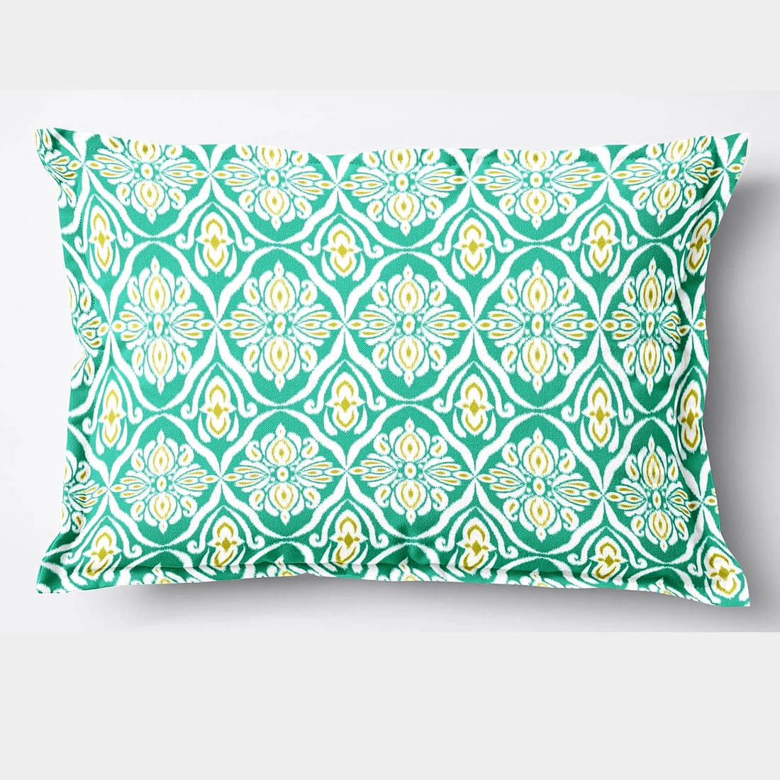 Soft Cotton Ikat Print 144 TC Fitted Bedsheet In Aqua At Best Prices