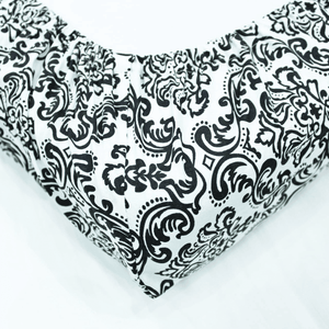 Soft Cotton Damask Print 144 TC Fitted Bedsheet In Black At Best Prices