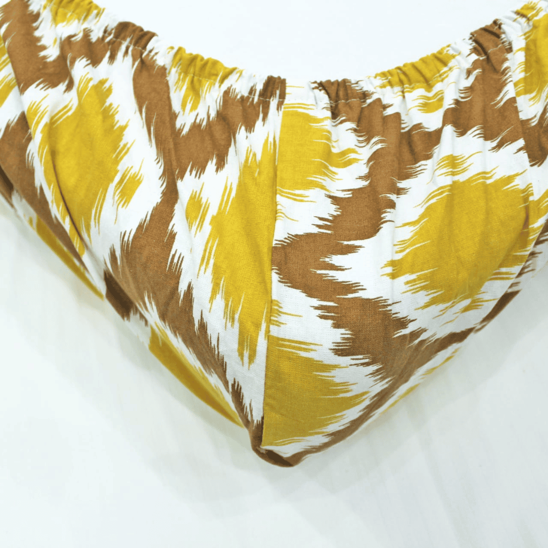 Soft Cotton Ikat Print 144 TC Cotton Fitted Bedsheet In Mustard At Best Prices