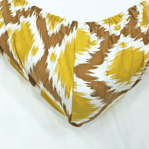 Soft Cotton Ikat Print 144 TC Cotton Fitted Bedsheet In Mustard At Best Prices