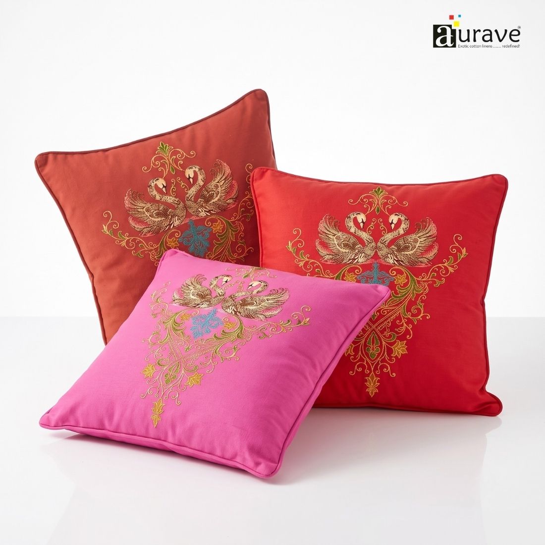 Zari Garland Swan Motif DTF Cushion Cover