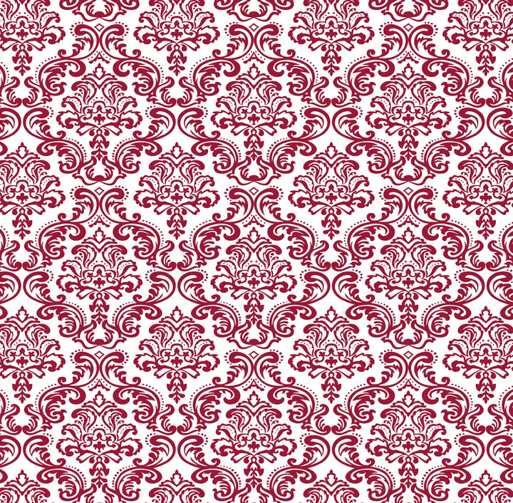 Soft Cotton Damask Print 144 TC Fitted Bedsheet In Maroon At Best Prices