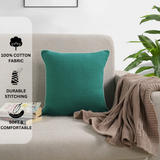 Woven Cotton Corded Stripe 1 Pc Cushion Cover - Bottle Green