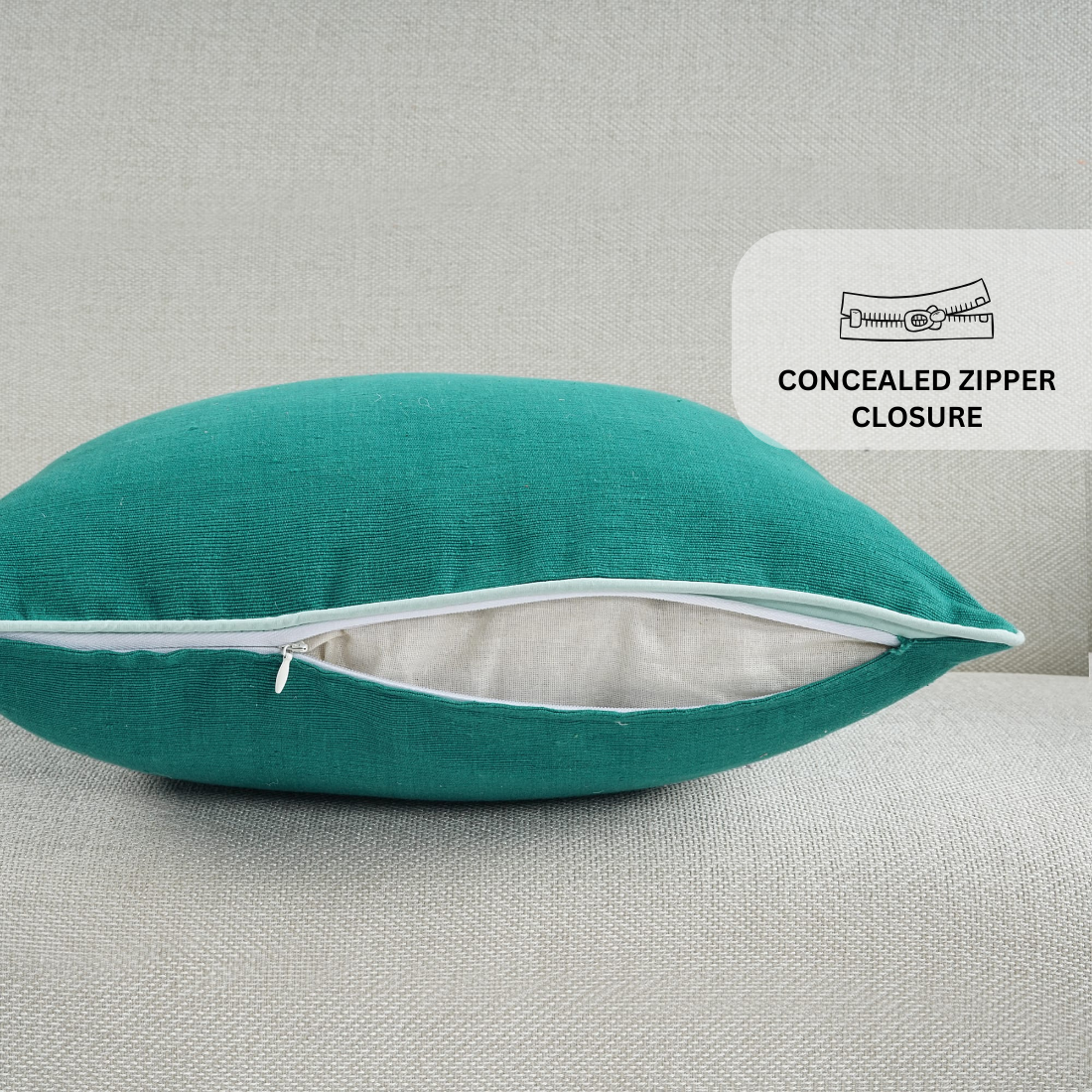 Woven Cotton Corded Stripe 1 Pc Cushion Cover - Bottle Green