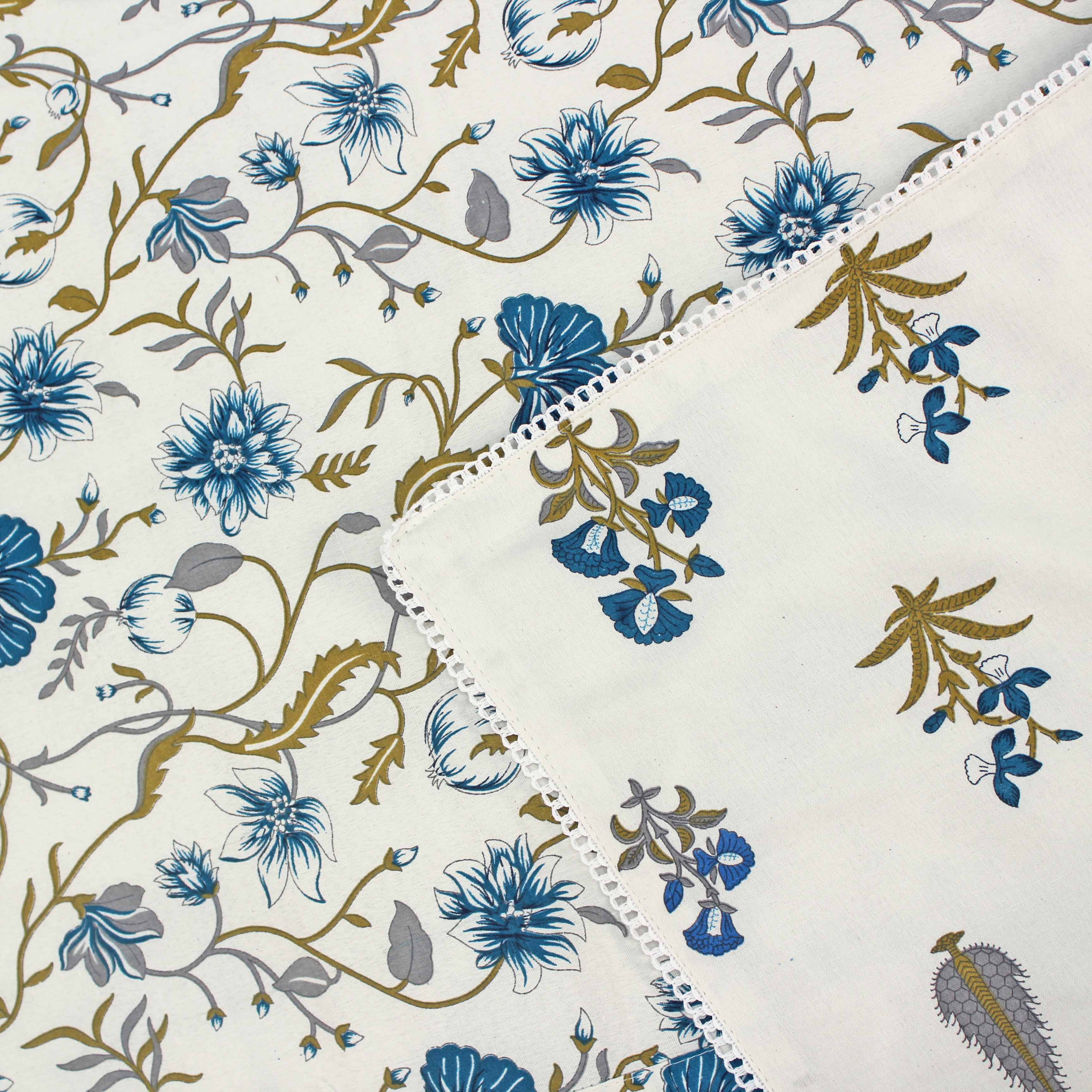 IRIS Designer Border Cotton Reversible Dohar, Blue