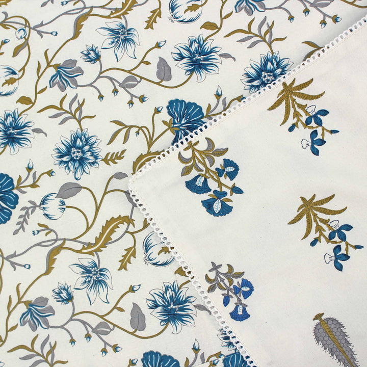 IRIS Designer Border Cotton Reversible Dohar, Blue