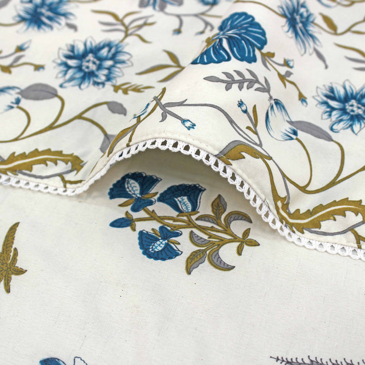 IRIS Designer Border Cotton Reversible Dohar, Blue