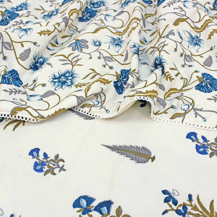 IRIS Designer Border Cotton Reversible Dohar, Blue