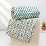IRIS Designer Border Cotton Reversible Dohar, Aqua