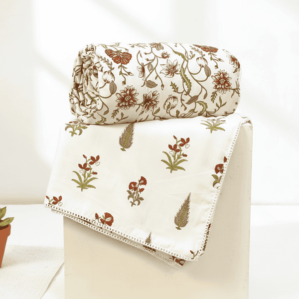 IRIS Designer Border Cotton Reversible Dohar, Rust