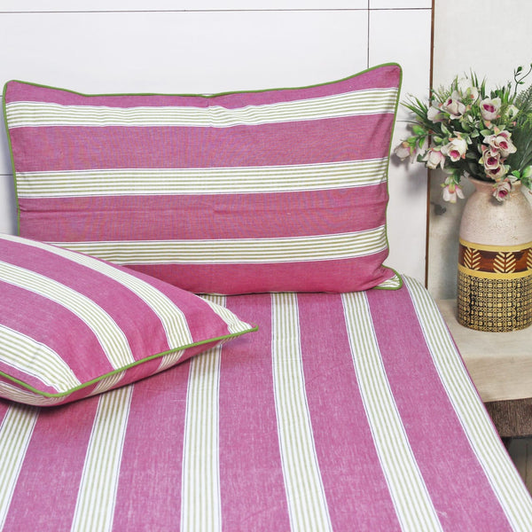 ALPHA Cotton Yarn Dyed Fitted Bed Spread with Pillow Covers