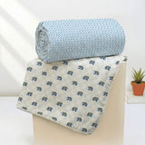 IRIS Designer Border Cotton Reversible Dohar, Blue