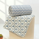 IRIS Designer Border Cotton Reversible Dohar, Blue