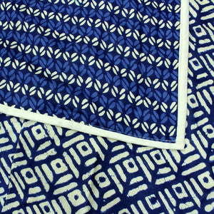 Elba Geometrical Pattern Cotton Reversible Dohar, Blue