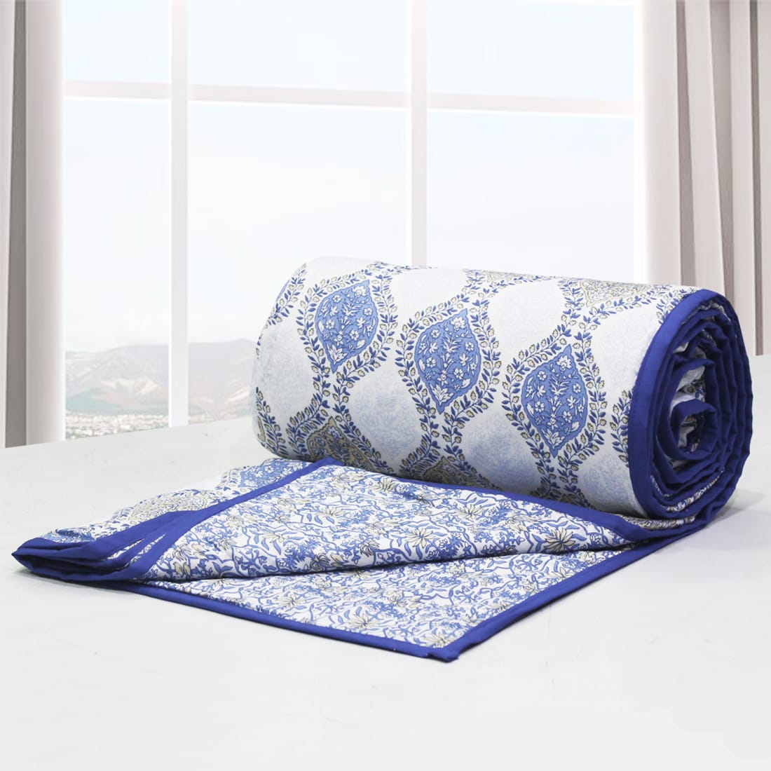 Soft Riva Floral Print Blue Cotton Dohar Online At Best Prices